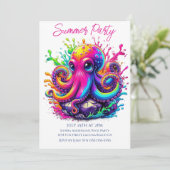 Zomerfeest - Kleurrijke Octopus Splash Kaart (Staand voorkant)