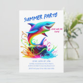 Zomerfeest - Kleurrijke Shark Splash Kaart (Staand voorkant)