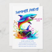 Zomerfeest - Kleurrijke Shark Splash Kaart (Voorkant / Achterkant)