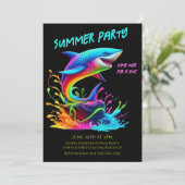 Zomerfeest - Kleurrijke Shark Splash Kaart (Staand voorkant)
