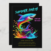 Zomerfeest - Kleurrijke Shark Splash Kaart (Voorkant / Achterkant)