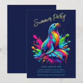 Zomerfeest - Kleurrijke Zee Leeuw splash uitnodigi Kaart (Voorkant / Achterkant)