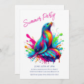 Zomerfeest - Kleurrijke Zee Lion Splash Kaart (Voorkant / Achterkant)