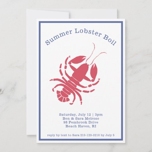 Zomerfeest kreeft kookuitnodiging kaart (Voorkant)
