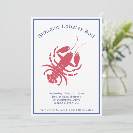 Zomerfeest kreeft kookuitnodiging kaart (Staand voorkant)