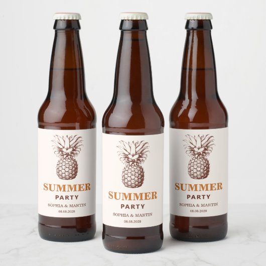 Zomerfeest met aangepaste kleuren ananas bier etiket (Flessen)