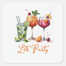 Zomerfeest met Kleurrijke Cocktails Vierkante Sticker