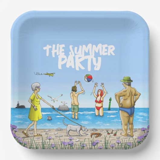 Zomerfeest op het strand papieren bordje (Voorkant)