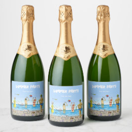 Zomerfeest op het strand sparkling wijnetiket