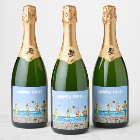 Zomerfeest op het strand sparkling wijnetiket (Flessen)
