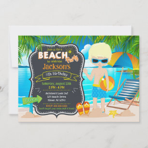 Zomerfeest op het strand Tropische jongensverjaard Kaart