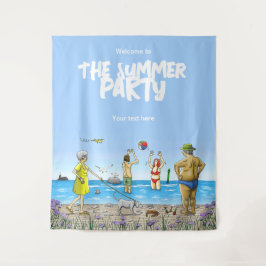 Zomerfeest op het strand wandkleed