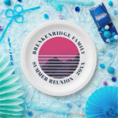 Zomerfeest Retro Sunset Bergen Custom Papieren Bordje (Feest)