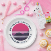 Zomerfeest Retro Sunset Bergen Custom Papieren Bordje (Feest)