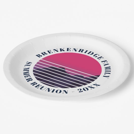 Zomerfeest Retro Sunset Bergen Custom Papieren Bordje (Gekanteld)