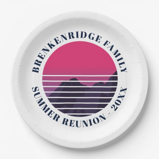 Zomerfeest Retro Sunset Bergen Custom Papieren Bordje (Voorkant)