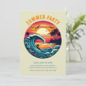 Zomerfeest - Retro Surfer bij zonsondergang Kaart (Staand voorkant)