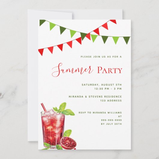 Zomerfeest rode drink buiten kaart (Voorkant)