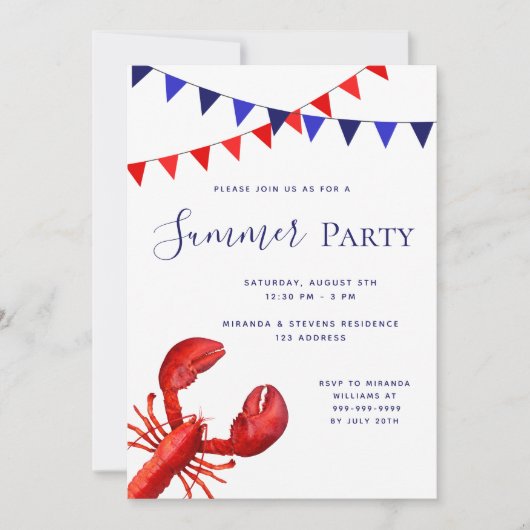 Zomerfeest rode kreeft strand buiten kaart (Voorkant)