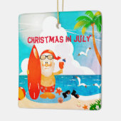 Zomerfeest Strand Kerstman Kerstmis in Juli Keramisch Ornament (Links)