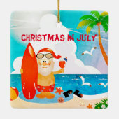 Zomerfeest Strand Kerstman Kerstmis in Juli Keramisch Ornament (Achterkant)
