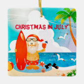 Zomerfeest Strand Kerstman Kerstmis in Juli Keramisch Ornament (Voorkant)