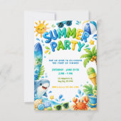 Zomerfeest Strand Verjaardagsfeest Kaart (Voorkant)