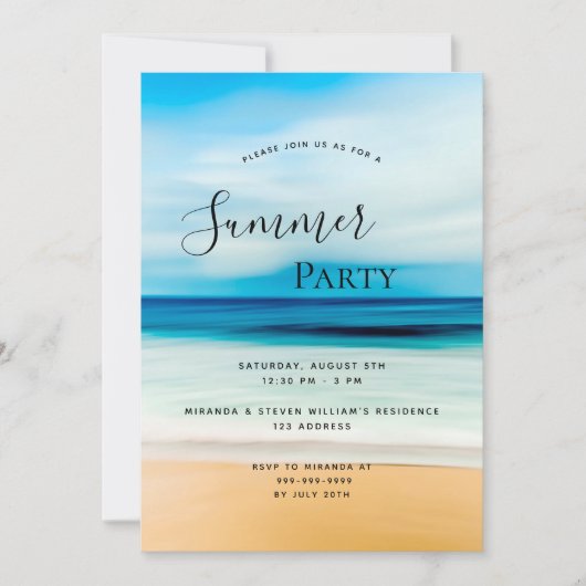 Zomerfeest strand zee uitnodiging (Voorkant)