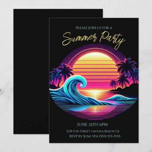 Zomerfeest - Sunset Surf Glow Kaart (Voorkant / Achterkant)
