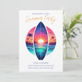Zomerfeest - Surfplank in de zonsondergang Kaart (Staand voorkant)