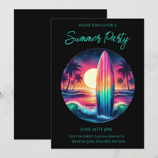 Zomerfeest- Surfplank Ontsnapping- Kaart (Voorkant / Achterkant)