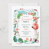 Zomerfeest tropische roze flamingo kaart (Voorkant)