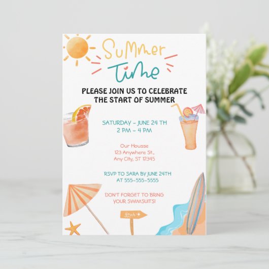 Zomerfeest Uitnodiging (Staand voorkant)
