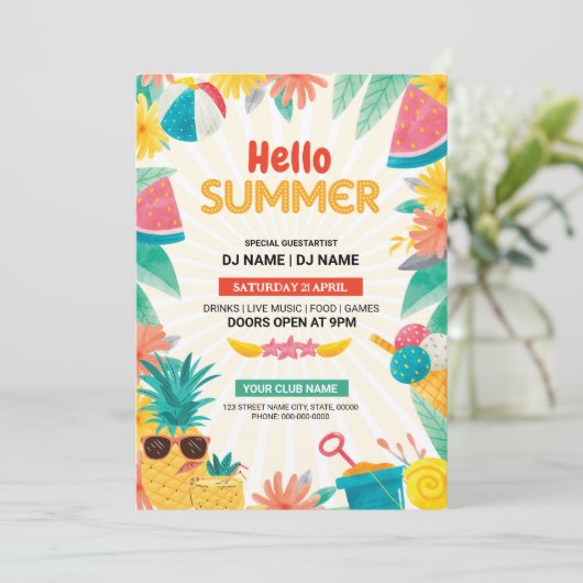 Zomerfeest Uitnodiging Flyer Sjabloon (Staand voorkant)