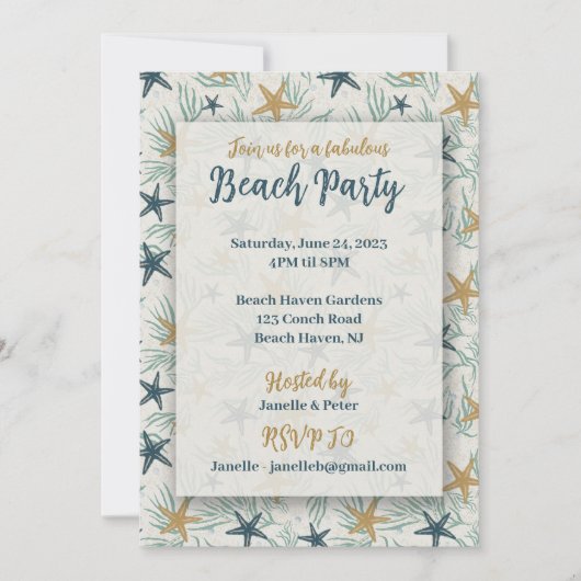 Zomerfeest uitnodiging strand (Voorkant)