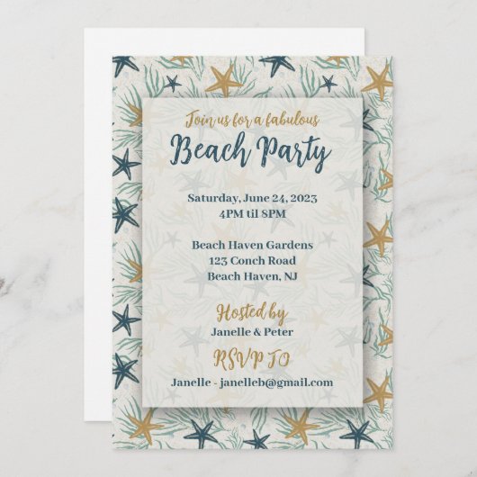 Zomerfeest uitnodiging strand (Voorkant / Achterkant)