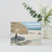Zomerfeest uitnodiging, strand Cabana Kaart (Staand voorkant)