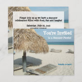 Zomerfeest uitnodiging, strand Cabana Kaart (Voorkant / Achterkant)