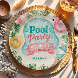 Zomerfeest Verjaardag Papieren Borden Aan Het Zwem Bordje