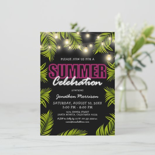 Zomerfeest Verjaardagsuitnodiging Kaart (Staand voorkant)