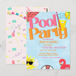 Zomerfeest Verjaardagsuitnodiging Poolparty Waterm Briefkaart