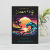 Zomerfeest- Zonsondergang Retro Surf Wave Kaart (Staand voorkant)