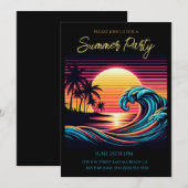 Zomerfeest- Zonsondergang Retro Surf Wave Kaart (Voorkant / Achterkant)