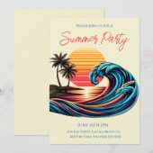 Zomerfeest- Zonsondergang Retro Surf Wave Kaart (Voorkant / Achterkant)