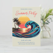 Zomerfeest- Zonsondergang Retro Surf Wave Kaart (Staand voorkant)