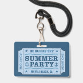 "Zomerfeesticket" aangepaste tekst badges (Voorzijde met lanyard)