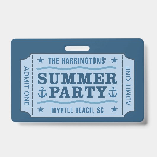 "Zomerfeesticket" aangepaste tekst badges (Voorzijde)