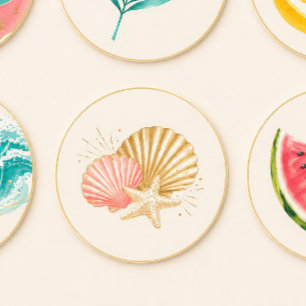 Zomerfeestje met schelpen sticker