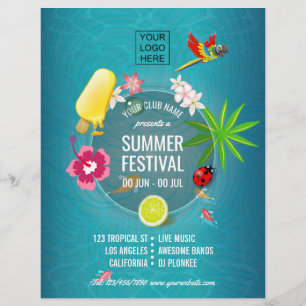 Zomerfestival van club aangepaste foto en logo toe flyer