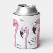 Zomerflamingo:  strandillustratie. blikjeskoeler (Blikje Voorkant)